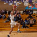 Sequim Gazette photo by Emily Matthiessen/ Jericho Julmist goes up for two of his game high 26 points against North Mason in a 63-48 win.