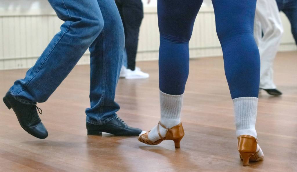 At the Old Dungeness Schoolhouse last Thursday evening, Sequim Ballroom dance students danced the Salsa.