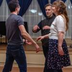Sequim Gazette photo by Emily Matthiessen/ Ballroom dance instructor Werner Figar, center, helps dancers Dean Hennen and Desirae Cortez with their Salsa form during a recent intermediate/advanced class at Sequim Ballroom.