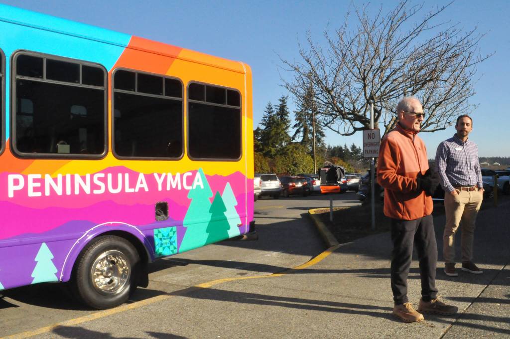 Sequim Gazette photo by Matthew Nash/ Gary Huff, a longtime YMCA board member and friend of Sherry Nagel, said on Jan. 28 that a new van her estate helped pay for is a great tribute to her. Im so happy that this (van is) so colorful and it fits Sherry Nagel really well, he said. She was a great quilter and I would say a very sunny person. She always kept us on the straight and narrow and was very uplifting, so God bless you Sherry Nagel. Thank you.