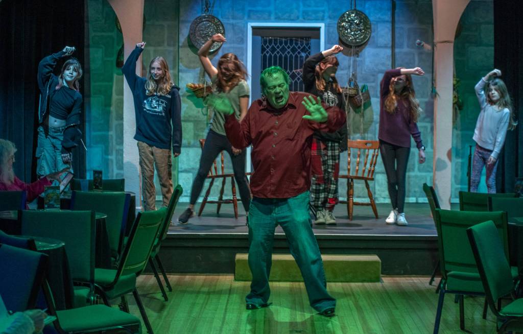 Sequim Gazette photo by Emily Matthiessen
Richard Stephens, during a non-dress rehearsal, belts out Tina Turners Simply the Best as the Fairy Godmother in OTAs upcoming Panto Cinderella and the Enabling Habit, a role he is very excited to play.