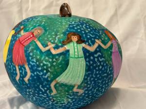 The work of gourd artist Jane Smith (her work "Spirit Dancers" is shown here) and ceramic artist Janet Piccola will be featured at Blue Whole Gallery, 129 W. Washington St., during the First Friday Art Walk on Feb. 7.