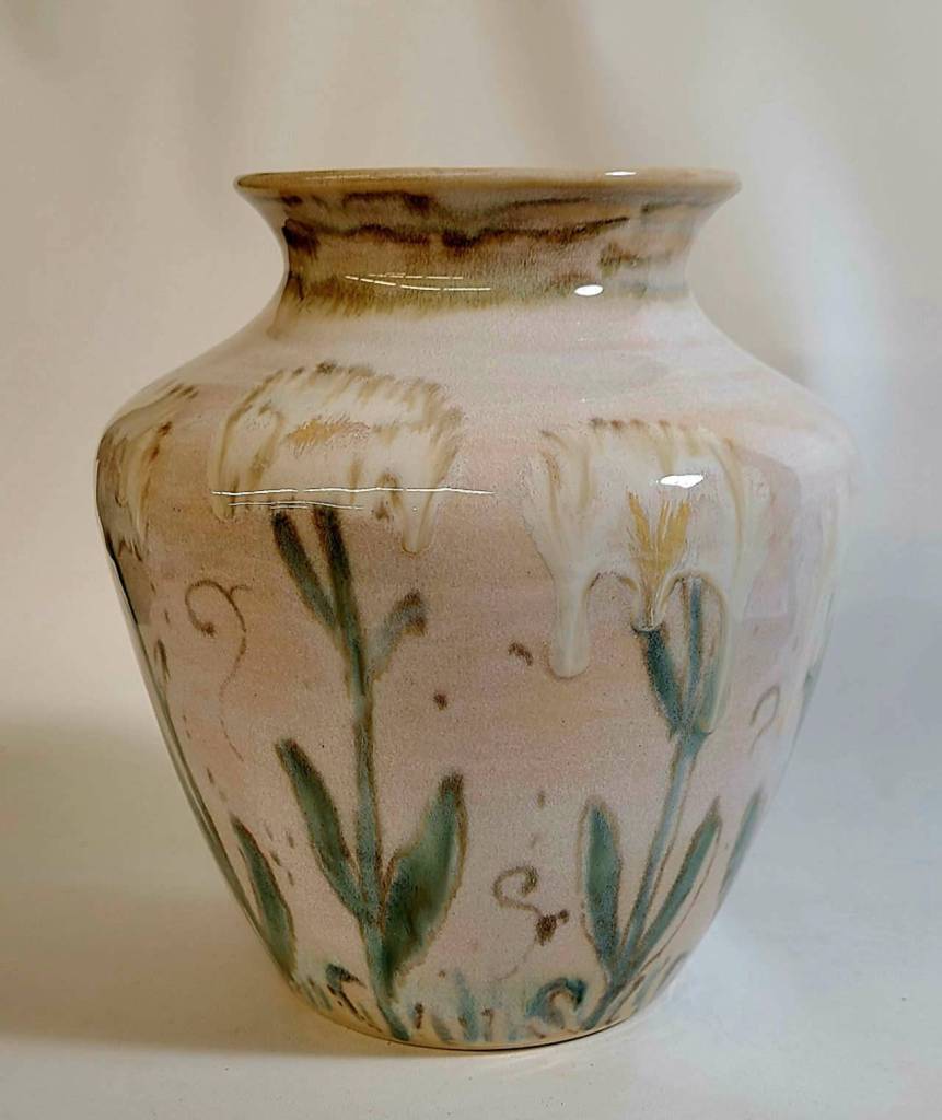First Friday Art Walk takes place at various locations throughout Sequim. Shown here is a vase made by ceramic artist Janet Piccola, whose work will be featured at Blue Whole Gallery, 129 W. Washington St.