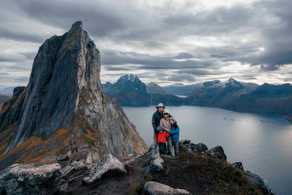 Photo by Belinda Shi/ Belinda Shi and her family enjoy the view during their Segla/ Hesten hike in Norway.