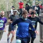 Perhaps a better start of the race shot. The eventual winner is the fellow with the SF cap named Kyle Bardwell. And directly behind him in pink is the eventual female winner Sarah Paquet. dlogan