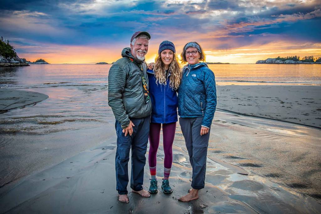 Photo courtesy of Dave Shreffler| Dave Shreffler, Waverly Shreffler and Ann Soule on Calvert Island, British Columbia.