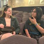 Sequim Gazette photo by Matthew Nash/ The story of actress Roxanne St. James (Jovi Weller) connection with Oscar (Adrian Dulfo) during her trip to Sequim takes center stage in the Sequim Operetta Clubs Senior Class Play benefit Sequimderella: A Sequim Cinderella Story.