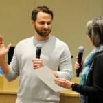 Sequim Gazette photo by Matthew Nash/ New Sequim city councilor Kelly Burger takes the oath of office from City Clerk Heather Robley on Feb. 10 after city councilors voted to appoint him to replace Kathy Downer.