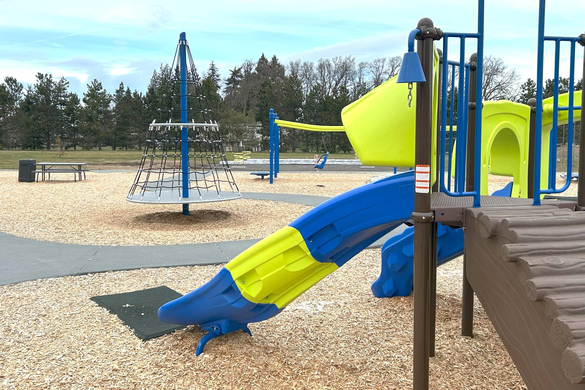 Sequim Gazette photo by Matthew Nash/ Olympic View Church attendees look to open the second phase of The Gathering Ground playground this summer. Itll include a pavilion and a concrete sequoia log. Organizers said they have a donor willing to match $20,000 towards the project through March 30.