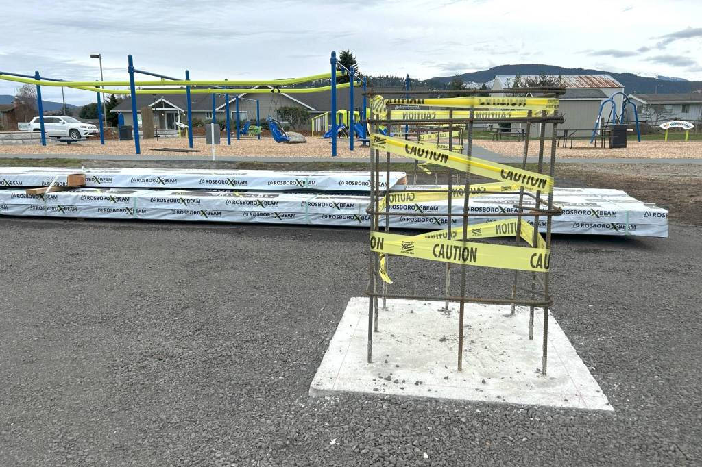 Sequim Gazette photo by Matthew Nash/ Pastor Lewis Godby with Olympic View Church said they look to fully fund phase two of The Gathering Ground community playground project by the end of March so they can finish a pavilion and install a concrete sequoia log by the summer.