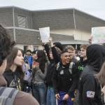 Sequim Gazette photo by Matthew Nash/ Students, staff and families celebrate Sequims wrestlers on Feb. 20 going to the 2A state tournament in the Tacoma Dome.