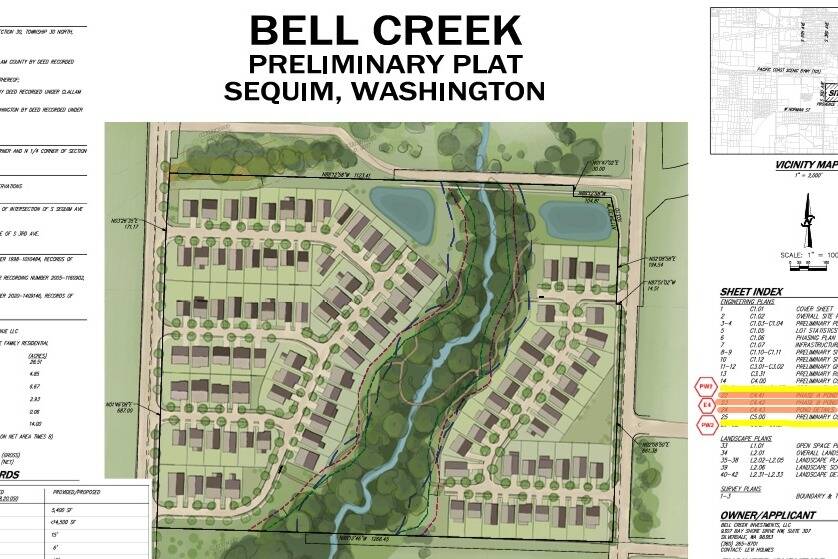 Image courtesy City of Sequim
Bell Creek Major Subdivision proposes 104 lots between South Sequim Avenue and South Third Avenue.