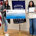 Photo courtesy of Sequim Elks| Sequim Elks member Loyal Knight stands with the groups Student of the Month for February Kassandra Montero.