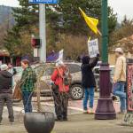 Sequim Gazette photo by Emily Matthiessen/ Demonstraters turned out to show their support for Ukrainians fighting a defensive war against Russia.