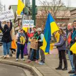 Sequim Gazette photo by Emily Matthiessen/ About 40 people attended the pro-Ukraine gathering on Sunday.