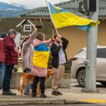 Sequim Gazette photo by Emily Matthiessen/ About 40 people attended the pro-Ukraine gathering on Sunday.