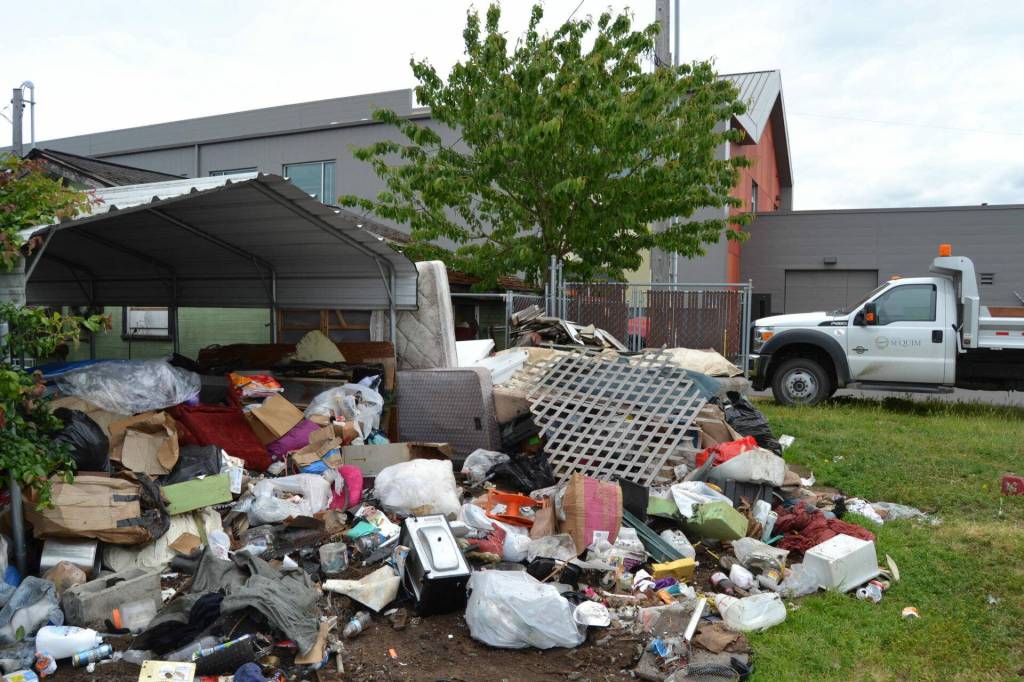 Sequim Gazette file photo by Matthew Nash/ In 2018, volunteers removed 12 truck loads of debris from three lots adjacent to the Sequim Civic Center.