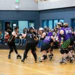 Courtesy of Angelina Morales Photography/ The Port Scandalous Scandals versus the Bellingham Roller Betties Tough Love fought a 103-201 point game in the Scandalss opening bout of the season on Feb. 22 at the Boys and Girls club in Sequim.