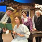 Sequim Gazette photo by Matthew Nash
New teacher Leon (Colby Thomas) attempts to teach Sophia (Deanna Eickhoff) as her parents Lenya (Joodie Klinke) and Doctor Zubritsky (Vince Campbell) watch in OTAs upcoming show Fools.