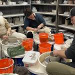 Photo courtesy Kathie Cook
Brian Fuller, co-owner of Fairview Lake Studios in Sequim, recently hosted a bowl throwing event to create bowls for Clallam County Food Banks fall Empty Bowls fundraiser.