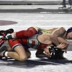 Photo courtesy Tyler Izatt
Ryan Spelker of Sequim works to pin Joseph Huynh on Renton in the first round of the 2A Mat Classic state tournament on Feb. 21 in the Tacoma Dome.