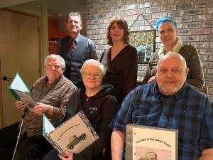 Photo courtesy of Port Angeles Community Players| The cast for The Man in the Green Truck is, from left, top row: Rick Mischke, Rebecca Gilbert and Mary Kaye OBrien, all of Port Angeles; and from left, bottom row: Rich Hendricksen (Sequim), Susan Bjork (Port Angeles), and Steve Henrickson (Sequim). The play was written by Sequim resident John Bertholl.