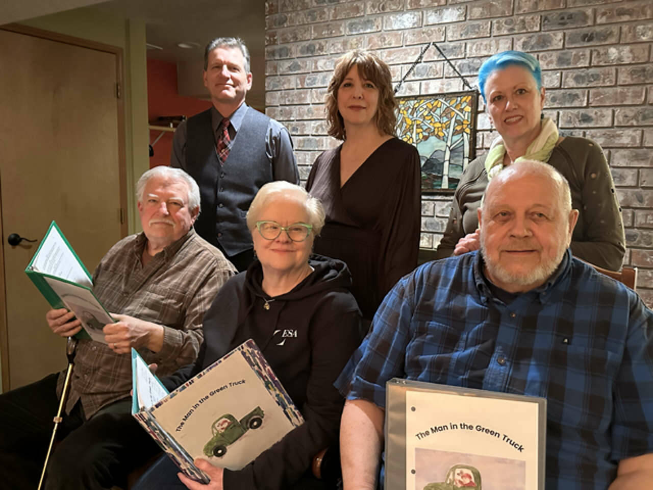 Photo courtesy of Port Angeles Community Players| The cast for The Man in the Green Truck is, from left, top row: Rick Mischke, Rebecca Gilbert and Mary Kaye OBrien, all of Port Angeles; and from left, bottom row: Rich Hendricksen (Sequim), Susan Bjork (Port Angeles), and Steve Henrickson (Sequim). The play was written by Sequim resident John Bertholl.
