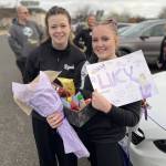 Photo courtesy Port Angeles/Sequim Gymnastics Team
Lucy Spelker, right, prepares to compete in the 1A/2A/3A Gymnastics State Meet with Port Angeles teammate Ryah DeLeon. Spelker finished 88th overall.
