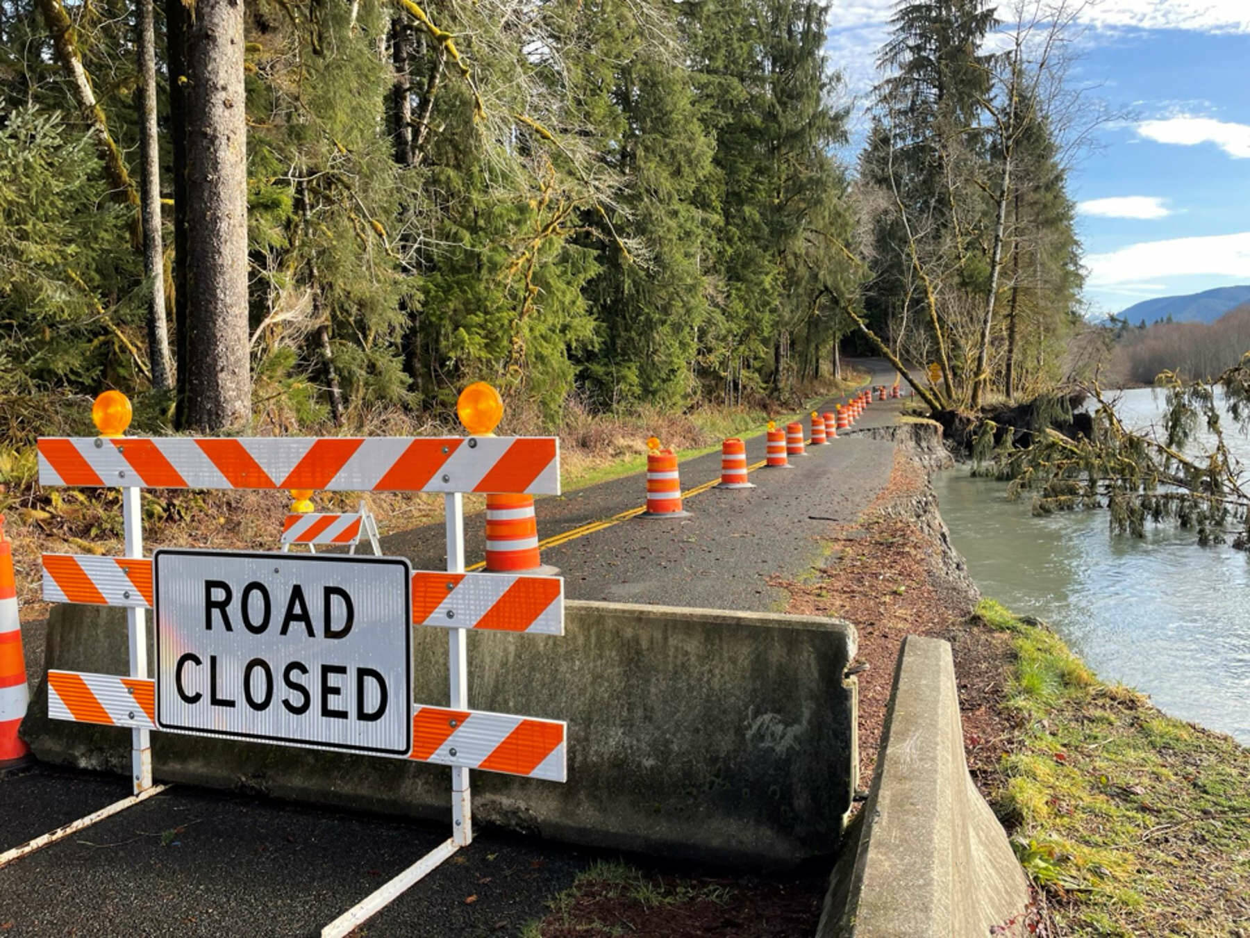 Photo courtesy of Jefferson County
Heavy rain eroded part of Upper Hoh Road, closing it in December. Based on the states schedule for repairs, the road should be reopened in time for the summer tourist season.