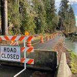Photo courtesy of Jefferson County| Heavy rain eroded part of Upper Hoh Road, closing it in December. Based on the states schedule for repairs, the road should be reopened in time for the summer tourist season.