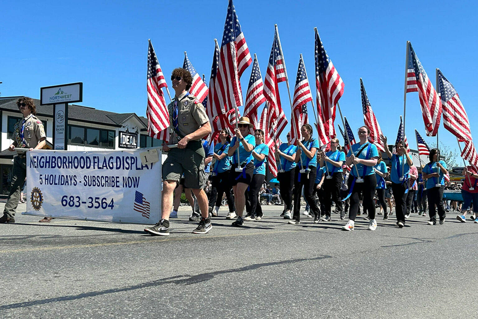 Sequim Gazette file photo/ About 650 flags will be placed around Sequim through the Sequim Sunrise Rotarys Flag Subscription Program on March 21-25 for Medal of Honor Day. Theyve switched the flag placements this year due to inclement weather on Presidents Day weekend.