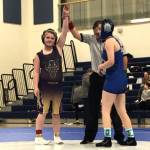 Photo courtesy of Petra Bernsten/ Petra Bernsten is named a winner in one of her earlier matches while attending Sequim High School. She started wrestling in middle school and became a three-time National Collegiate Wrestling Association (NCWA) All-American.