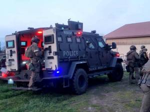 Photo courtesy of the Clallam County Sheriffs Office| The Sentinel, an Armored Rescue Vehicle delivered to the Clallam County Sheriffs Office in February, was deployed for the first time Sunday, leading to the peaceful surrender of a barricaded assault suspect with outstanding warrants.