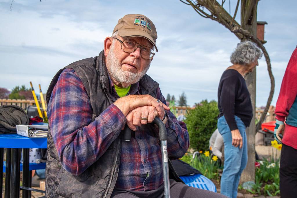 Sequim Gazette photo by Emily Matthiessen/ Bob Caldwell, one of the three founders of the Community Gardens of Sequim said, I was president of Friends of the Field, a non-profit dedicated to saving farmland, when two girls from Sequim High Schools Ecology Club approached the organization about saving farmland. It was decided that it was too long a process and a community garden was proposed.