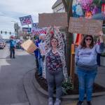 Sequim Gazette photo by Emily Matthiessen/ According to a clicker count by volunteers with Sequim Indivisible, 1298 people turned out by 11:45 a.m., with nearly 1400 people counted by 2:00 p.m. during Sequims version of the Hands Off  protests held across the nation and in other countries on Saturday. The protest was peaceful and orderly, according to police, organizers and protesters and featured a range of protest signs.
