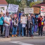 Sequim Gazette photo by Emily Matthiessen/ According to a clicker count by volunteers with Sequim Indivisible, 1298 people turned out by 11:45 a.m., with nearly 1400 people counted by 2:00 p.m. during Sequim's version of the "Hands Off " protests held across the nation and in other countries on Saturday. The protest was peaceful and orderly, according to police, organizers and protesters and featured a range of protest signs.