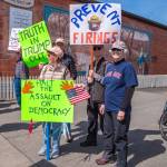 Sequim Gazette photo by Emily Matthiessen/ According to a clicker count by volunteers with Sequim Indivisible, 1298 people turned out by 11:45 a.m., with nearly 1400 people counted by 2:00 p.m. during Sequim's version of the "Hands Off " protests held across the nation and in other countries on Saturday. The protest was peaceful and orderly, according to police, organizers and protesters and featured a range of protest signs.