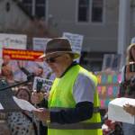 Sequim Gazette photo by Emily Matthiessen/ According to a clicker count by volunteers with Sequim Indivisible, 1298 people turned out by 11:45 a.m., with nearly 1400 people counted by 2:00 p.m. during Sequims version of the Hands Off  protests held across the nation and in other countries on Saturday. The protest was peaceful and orderly, according to police, organizers and protesters and featured a range of protest signs.