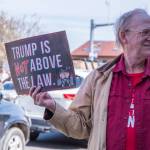 Sequim Gazette photo by Emily Matthiessen/ According to a clicker count by volunteers with Sequim Indivisible, 1298 people turned out by 11:45 a.m., with nearly 1400 people counted by 2:00 p.m. during Sequim's version of the "Hands Off " protests held across the nation and in other countries on Saturday. The protest was peaceful and orderly, according to police, organizers and protesters and featured a range of protest signs.