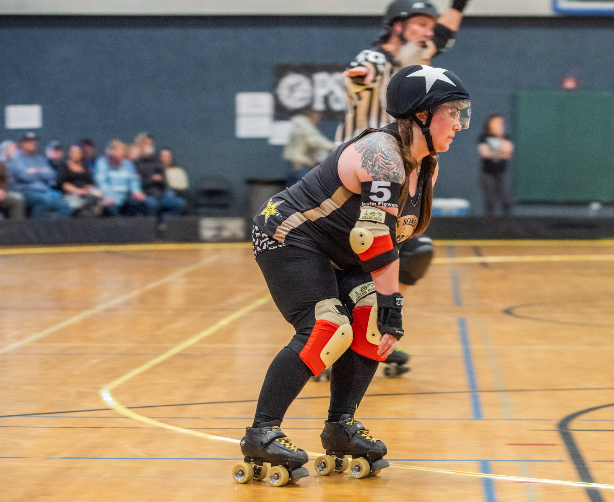 Sequim Gazette photo by Emily Matthiessen/ The Scandals second bout of the season, in Sequim against Tacomas Dockyard Roller Derby team Undertow, resulted in a 158-132 loss.