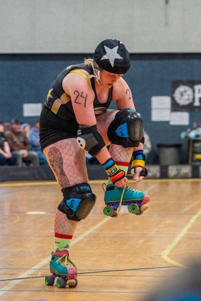 Sequim Gazette photo by Emily Matthiessen/ The Scandals second bout of the season, in Sequim against Tacomas Dockyard Roller Derby team Undertow, resulted in a 158-132 loss.