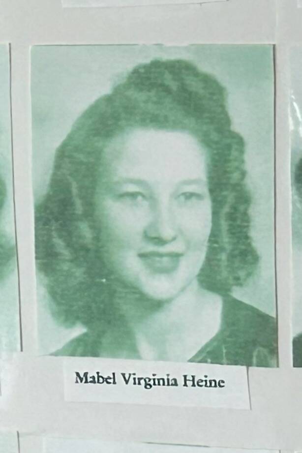 Sequim Gazette photo by Matthew Nash/ Mabel (Heine) Sorensen pictured in the yearbook from Sequim High Schools class of 1947.
