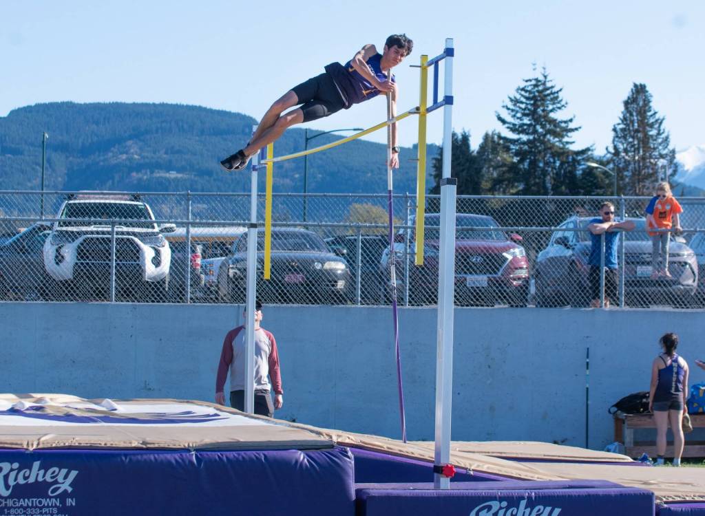 Sequim Gazette photo by Emily Mathiessen/ Reid Randall crosses the threshold in a vault on April 17 in Sequim.