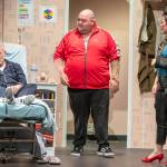 Sequim Gazette photo by Emily Matthiessen
Vince Campbell, Mario Arruda and Gabrielle Simonson rehearse a scene in Wrong Turn at Lungfish, running at Olympic Theatre Arts Center April 25-May 11.