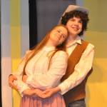 Sequim Gazette photo by Matthew Nash
Laurey and Curly (Jovi Weller and Boden Cowgill) share a romantic moment during a scene in Oklahoma! The show was last seen at Sequim High School for its 2000 operetta.