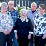 Photo by Emily Matthiessen
Five of Clallam Countys top volunteers were awarded the 2025 Clallam County Community Service Award at a dinner at Port Angeles Senior & Community Center Thursday evening, May 1. From left to right, award recipients were Karolyn Burdick and John Burdick of Clallam Bay, and Port Angeles residents Sherrilyn Phillips, Paul Forrest and Heidi Simpson.