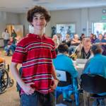 Sequim Gazette photo by Emily Matthiessen
 High school student Charlie Medlong was the MC at the Trashion Show, generating much praise in the audience for seamless delivery.