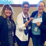 Photo courtesy of Sequim Soroptimists
Linda Klinefelter, center, president of Soroptimist International of Sequim, presents a check for $9,000 to Tracy Sheldon, left, development director for Peninsula Behavioral Health (PBH), and Patty Jordan, PBHs Child Family Services supervisor. The money will be used for child- and youth-friendly treatment rooms at PBHs Sequim location.