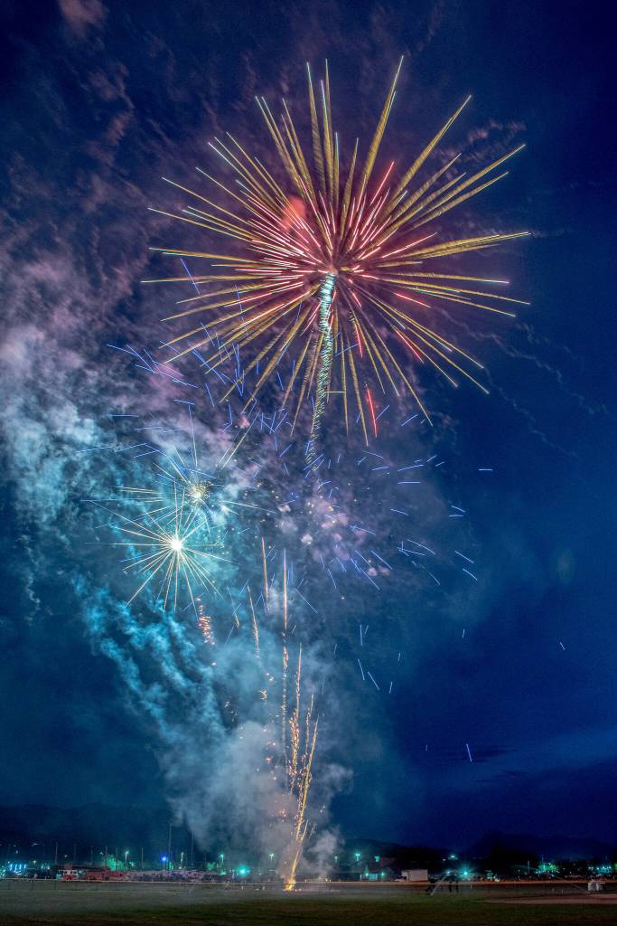 Sequim Gazette photo by Emily Matthiessen/ Friday evening, the Logging Show hosted a fireworks display in Sequim.