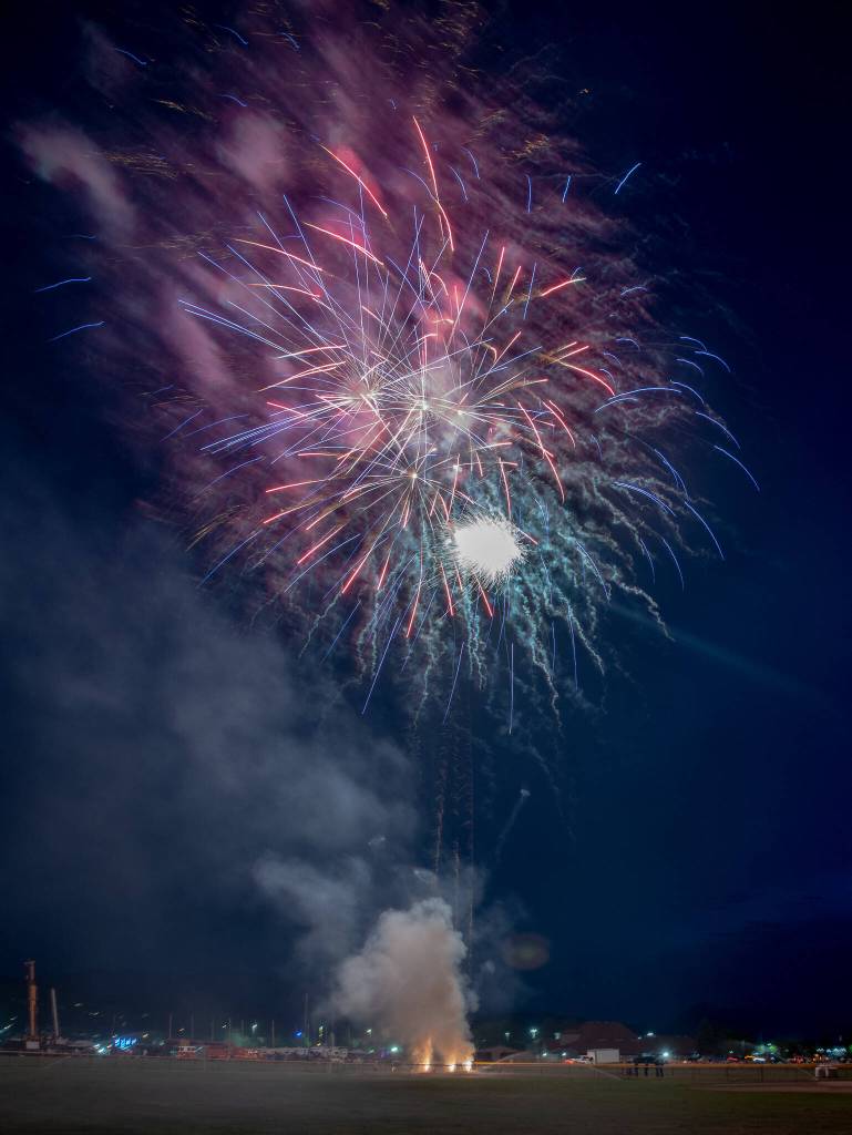 Sequim Gazette photo by Emily Matthiessen/ Friday evening, the Logging Show hosted a fireworks display in Sequim.